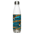 Jetfin Reef brings an abstract turquoise-and-orange shark design on a stainless steel water bottle.