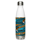 Jetfin Reef brings an abstract turquoise-and-orange shark design on a stainless steel water bottle.